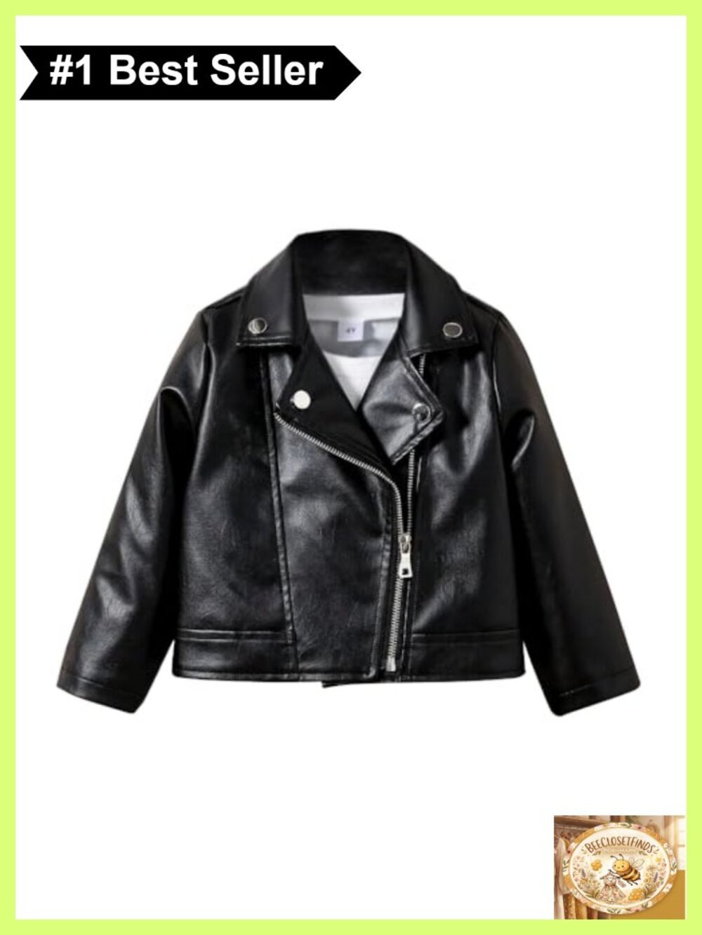 Toddler Girls Motorcycle Jacket Loose Fit Zip Up Outerwear Coat